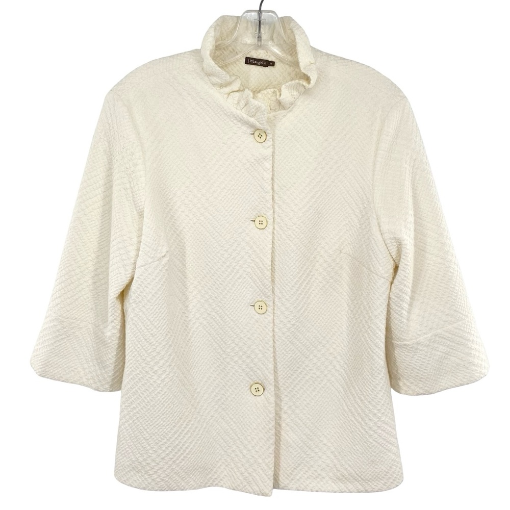 J. McLaughlin Textured Cream Jacket Size Medium